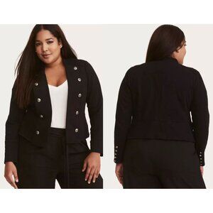 Torrid Black French Terry Military Crop Jacket Womens Size 5X